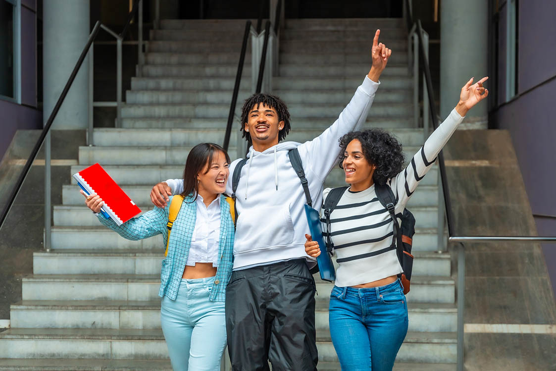 Students celebrating a successful exam