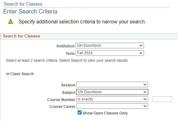 UHD Seminar Class Search