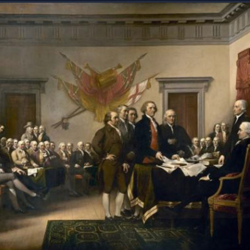 Painting of the signing of the US Declaration of Independence