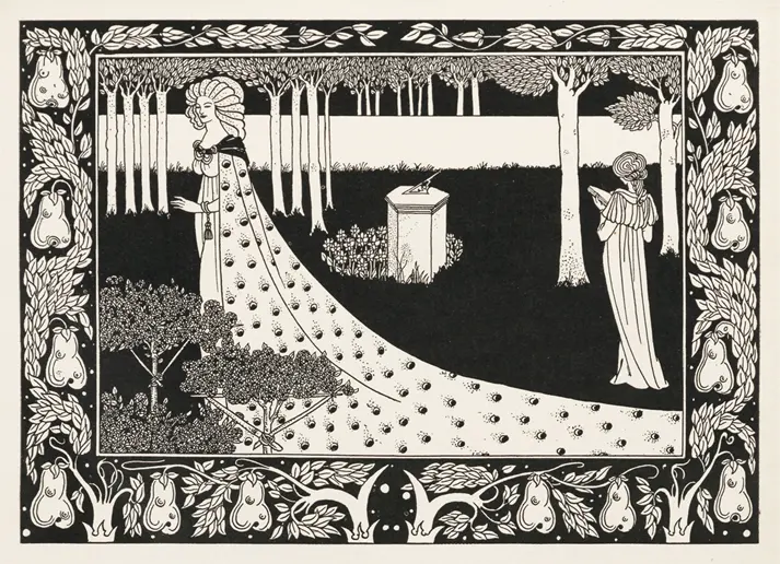 ink illustration fo women reading in a forest