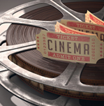 film reel and cinema ticket