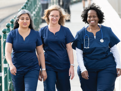 UHD Nursing student walking to classs