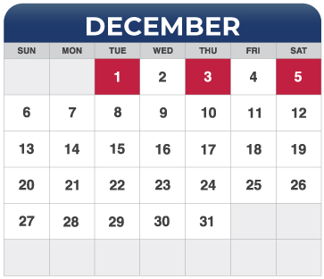 December Transfer Orientation calendar dates