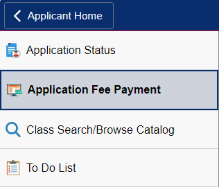 Applicant Application Fee Payment Navigation Applicant Application Fee Payment Navigation