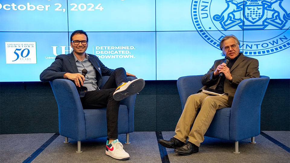 Guest Speaker Brad Thomason and Moderator, Mark Cervenka at President's Lecture Series