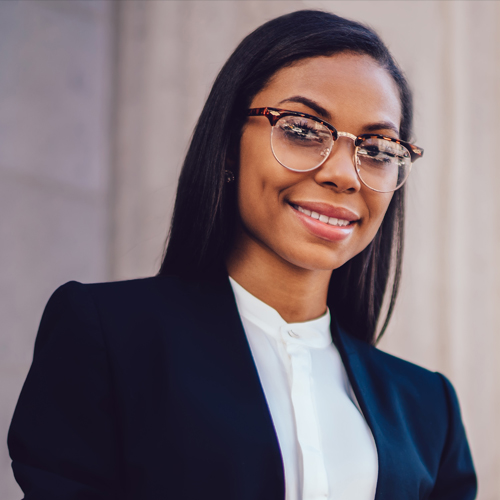 smiling graduate student