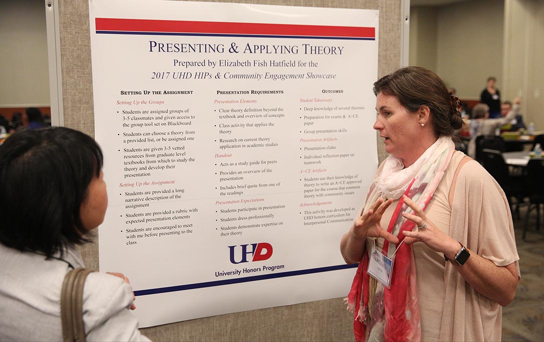 person presenting a poster