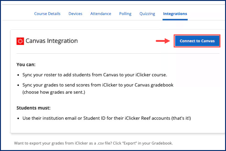 locate intergrations tab in iclicker