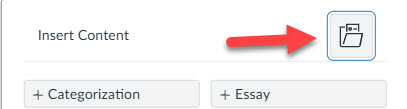 Add content menu in New quizzes pointing out the item banks icon