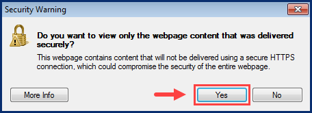 A screenshot of the security warning pop up.