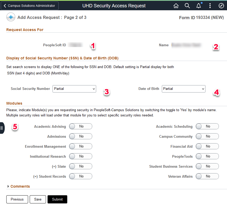 Add Access Request page 2 screen capture Add Access Request page 2 screen capture