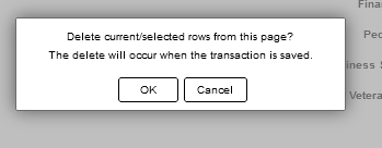 Confirm Deleting rows message screen capture Confirm Deleting rows message screen capture