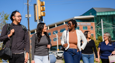 students walking to class