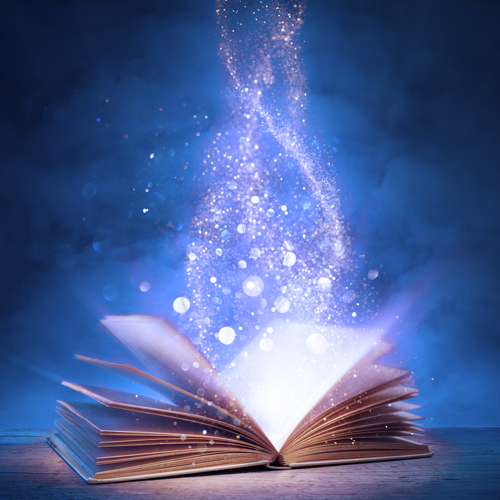 Book with magical material rising from its pages