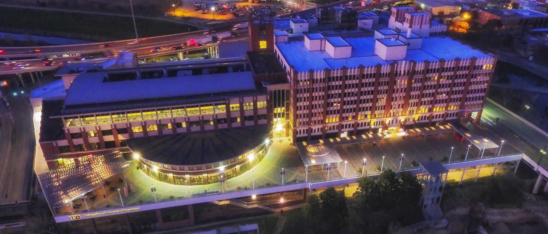 UHD building at night