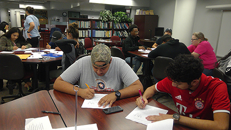 Students in tutoring center Students in the UHD tutoring center