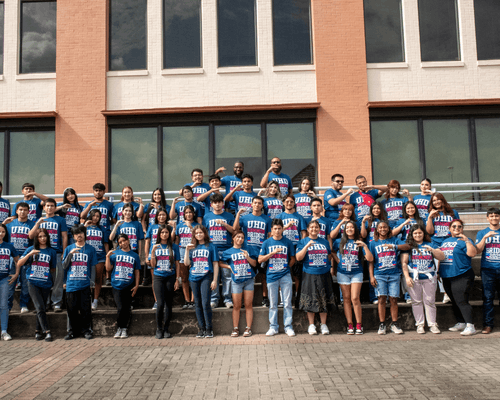 2025 summer bridge program cohort wear university of houston downtown summer bridge t-shirts at the university of houston downtown 