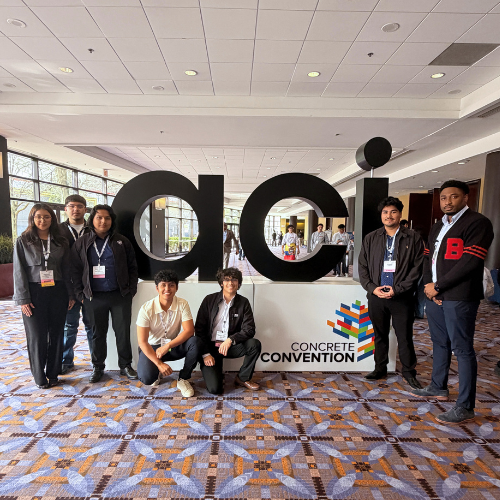 Students in the American Concrete Institution at the University of Houston-Downtown smile at the ACI Concrete Competition