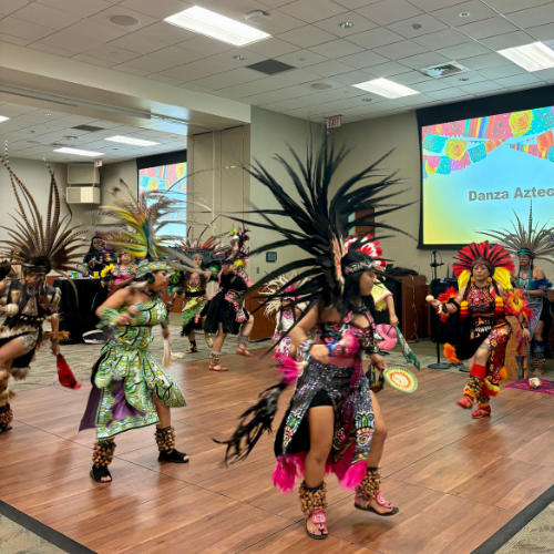 Danza Azteca performs at the 2025 Latin Fest hosted by the Center for Latino Studies at the University of Houston-Downtown