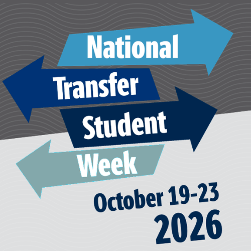 Arrows with the words National Transfer Student Week October 19-23, 2026. 